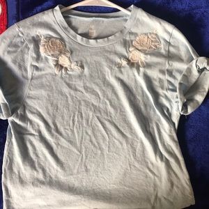 Cute blue flower crop top